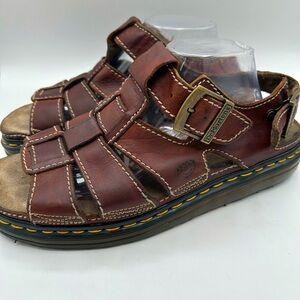 RARE MIE Vintage Dr Martens Fisherman Sandals 90s  Brown Leather  Mens 12 Y2K